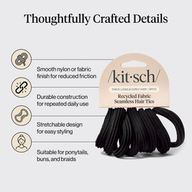 Kitsch hair ties in a hand demonstrating flexibility