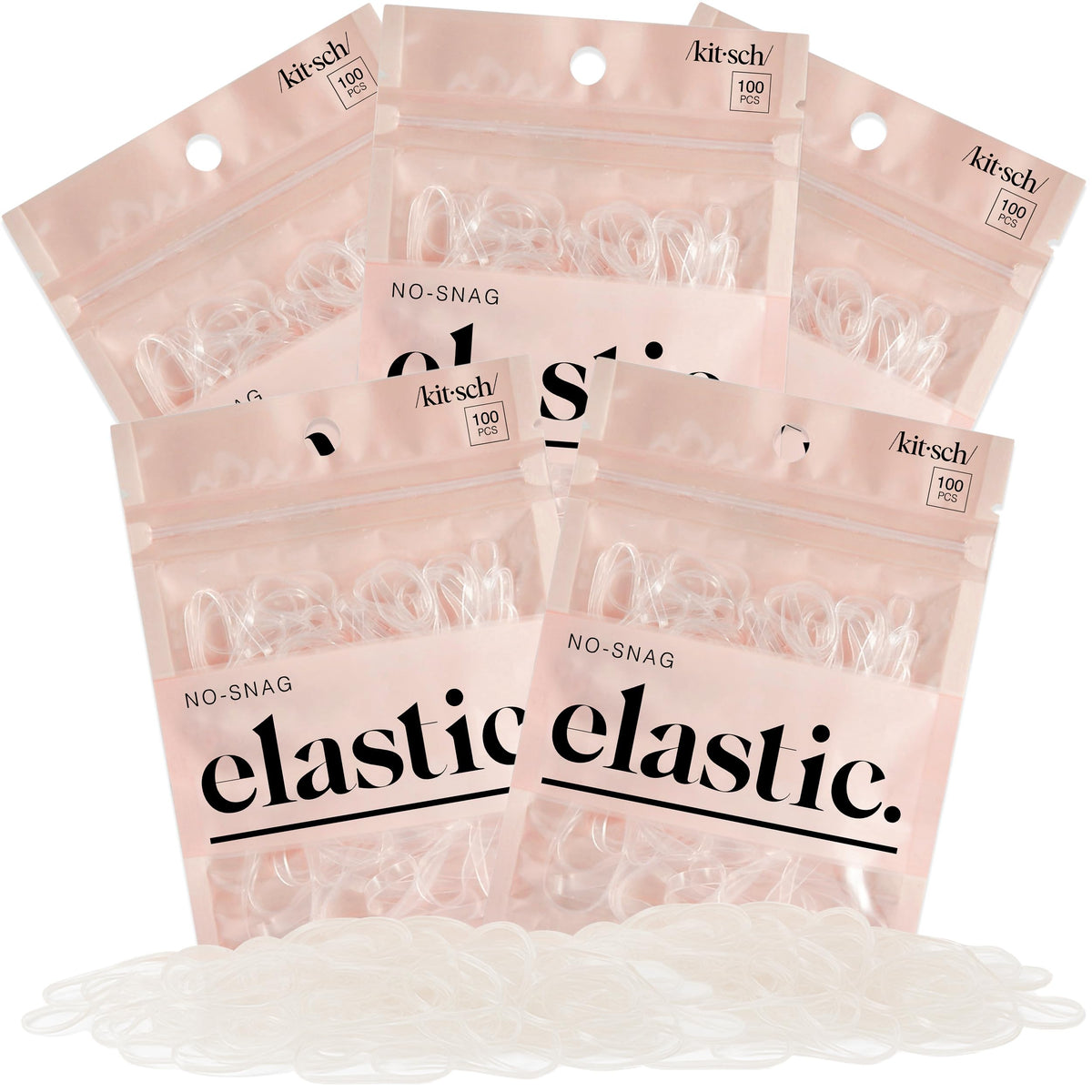 Kitsch Hair Ties No Damage 500pcs clear elastics front view
