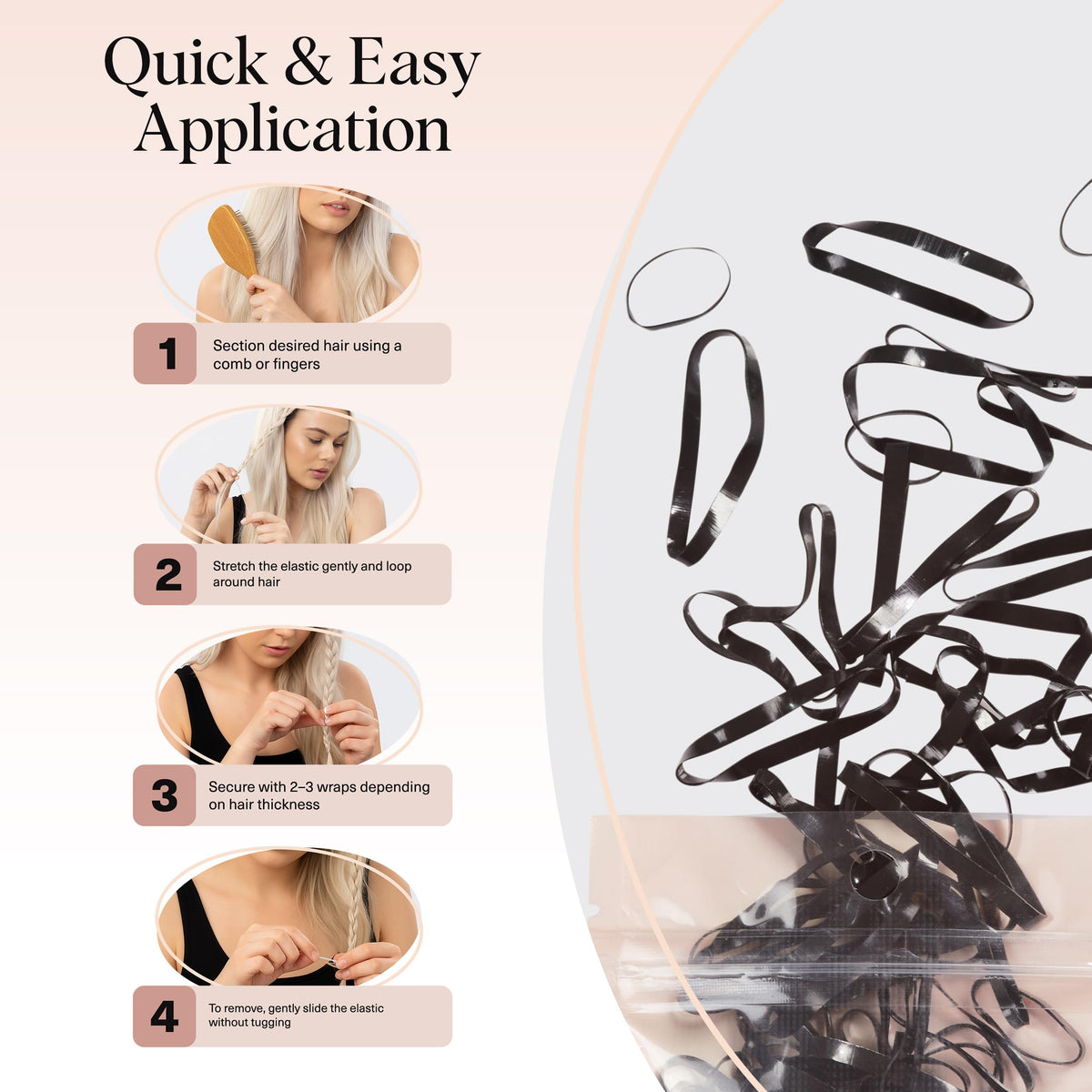 Kitsch Hair Ties No Damage Black elastics on table