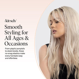 Kitsch Hair Ties No Damage clear elastics in a hair styling setting