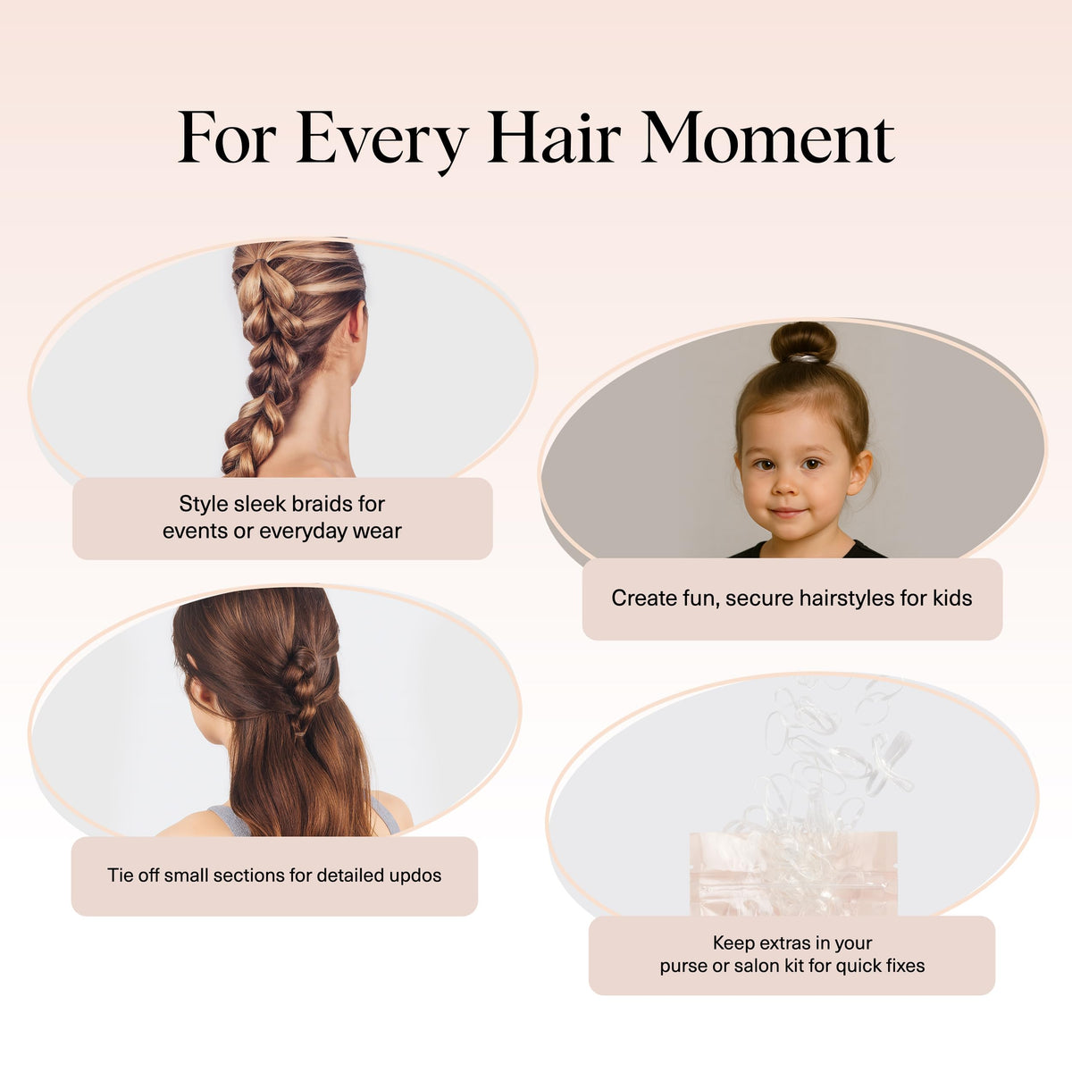 Kitsch Hair Ties No Damage clear elastics in a hand