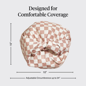 Kitsch hair towel wrap and shower cap displayed together