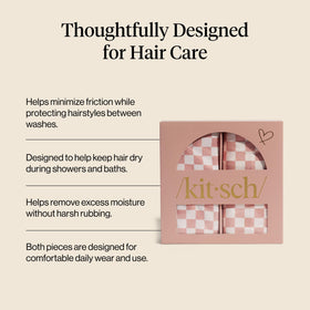 Kitsch hair towel wrap shown on a model with long hair