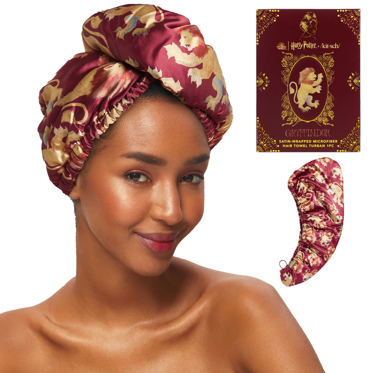 Kitsch Harry Potter Gryffindor Microfiber Hair Towel Wrap front view