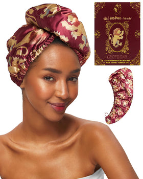 Kitsch Harry Potter Hair Towel Wrap displayed on a towel rack