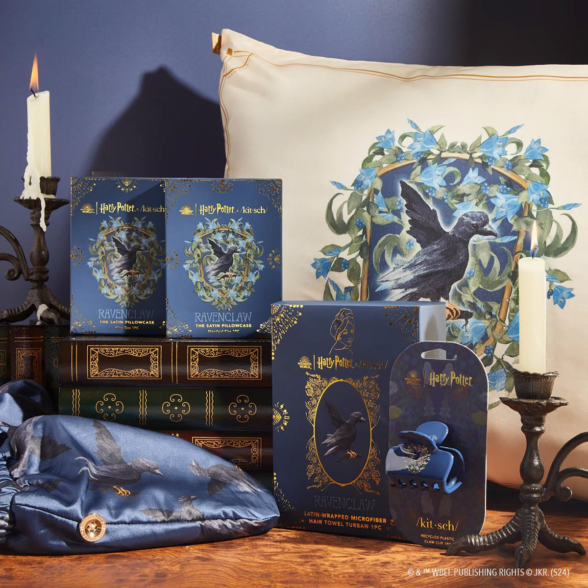 Kitsch Harry Potter Microfiber Hair Towel Wrap Ravenclaw folded neatly