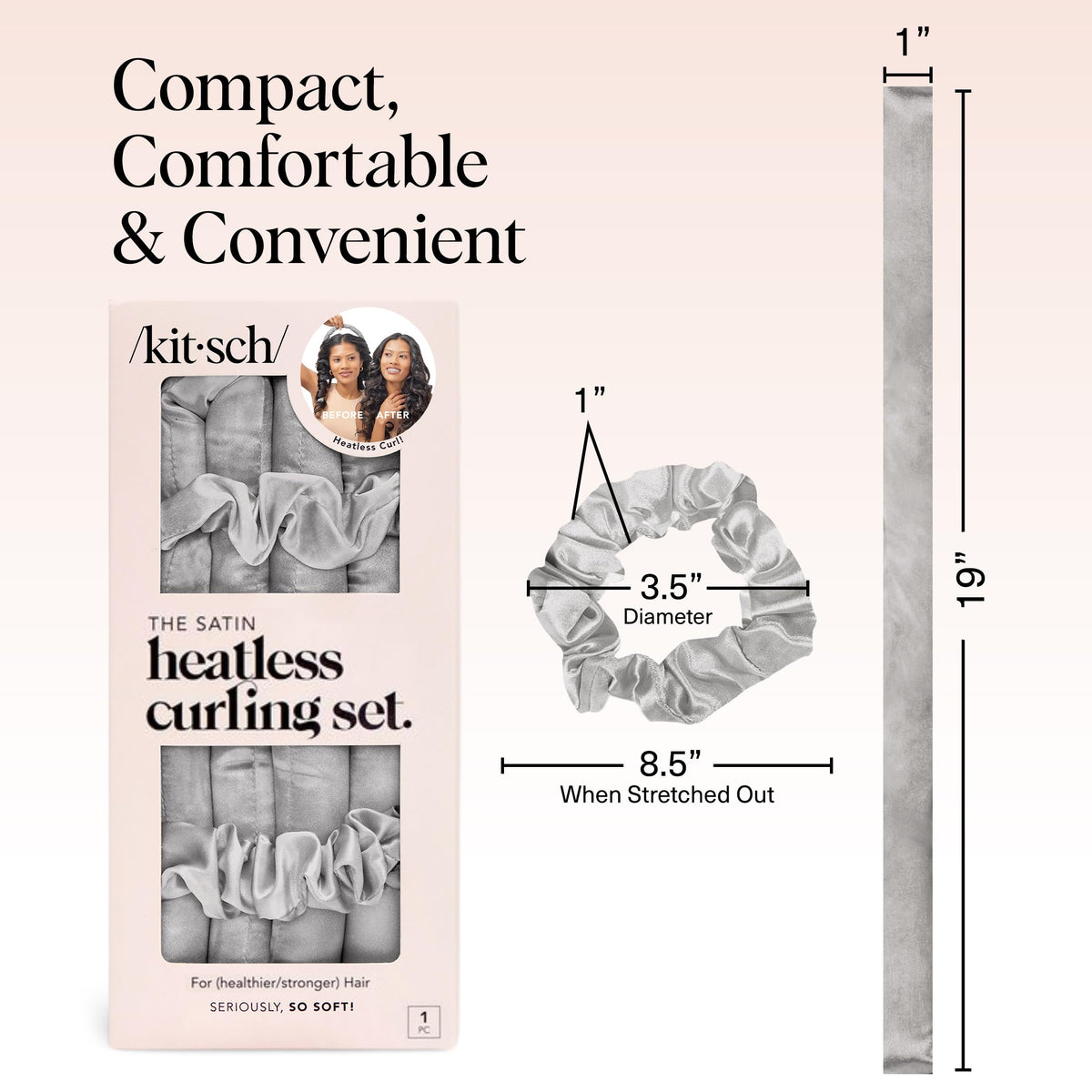 Kitsch heatless curling rod in use on long hair