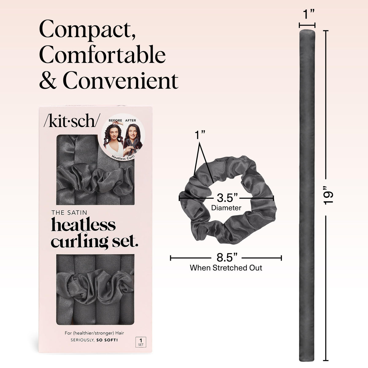 Kitsch heatless curling rod wrapped with hair