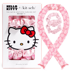 Kitsch Heatless Curls Overnight Set with pink kitty faces design