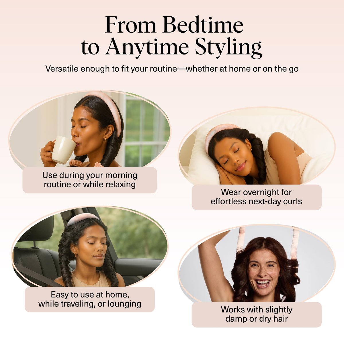 Kitsch heatless curls set in use with hair wrapped around