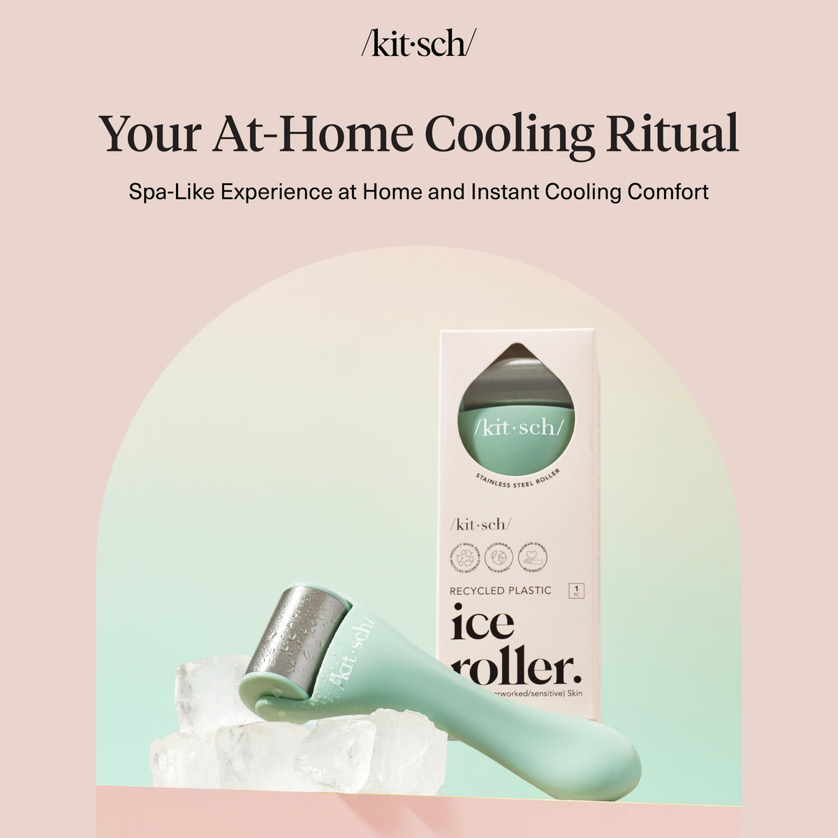 Kitsch Ice Roller for Face alongside other skincare tools