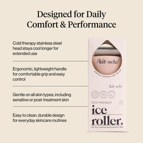 Kitsch Ice Roller for Face in use on cheeks