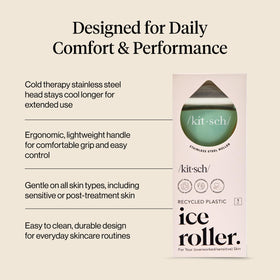 Kitsch Ice Roller for Face in use on cheeks
