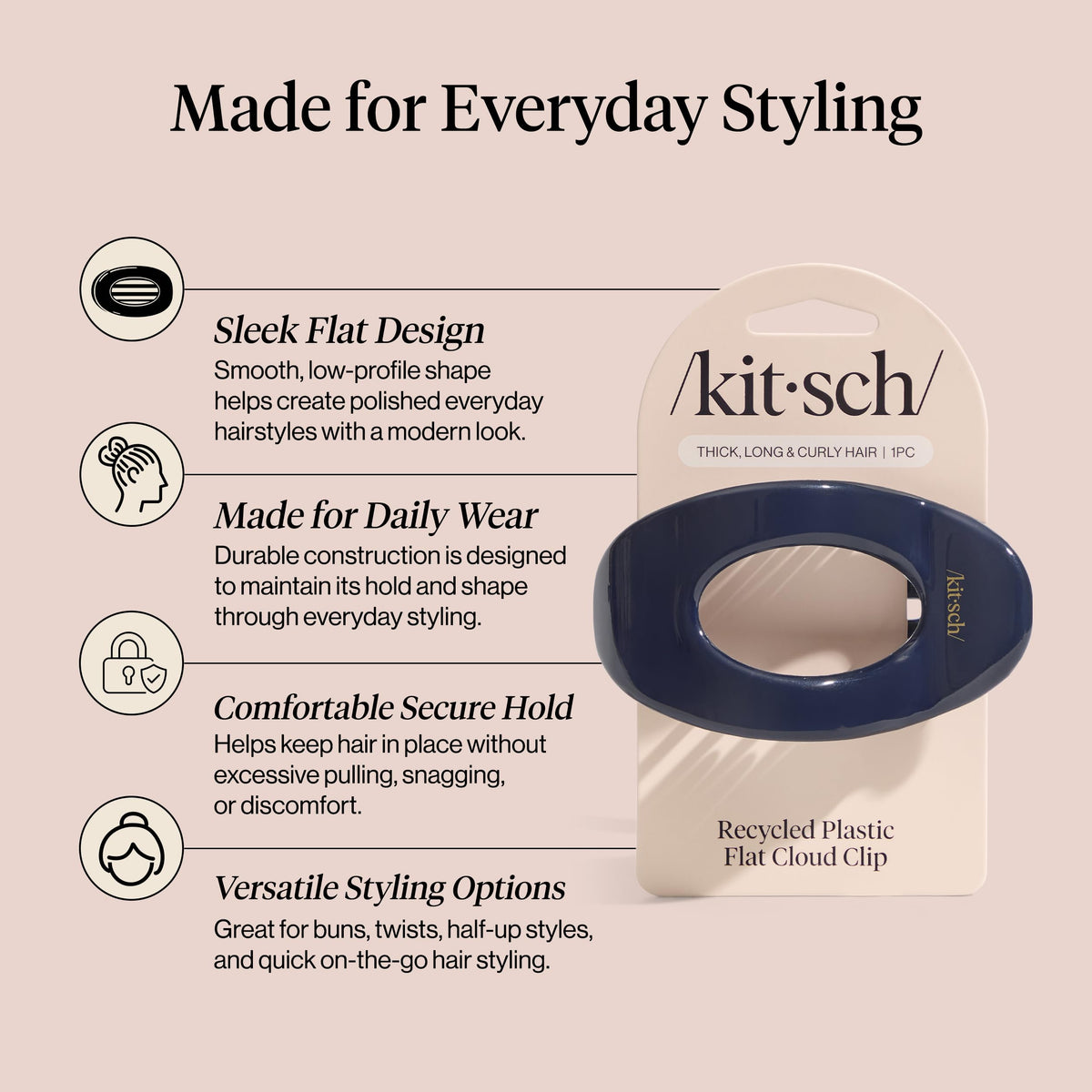 Kitsch Large Flat Claw Clip Blue Orchid packaging