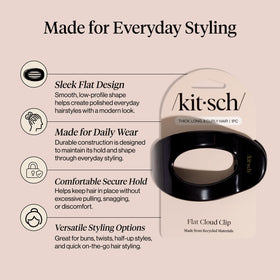 Kitsch Large Flat Claw Clip in black, on a table