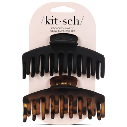 Kitsch Large Hair Clips in black and tortoise front view