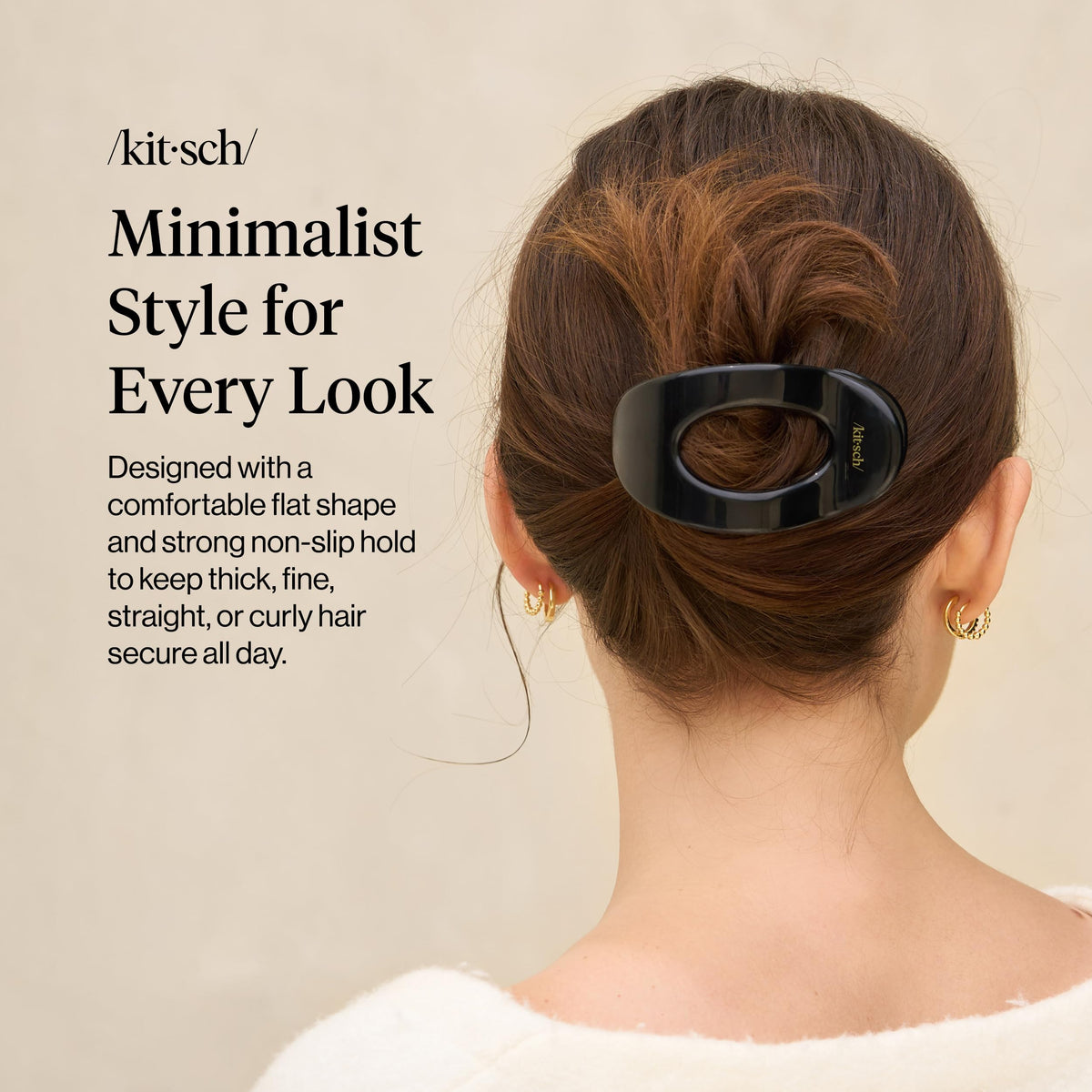 Kitsch Medium Flat Claw Clip side view showing sleek design