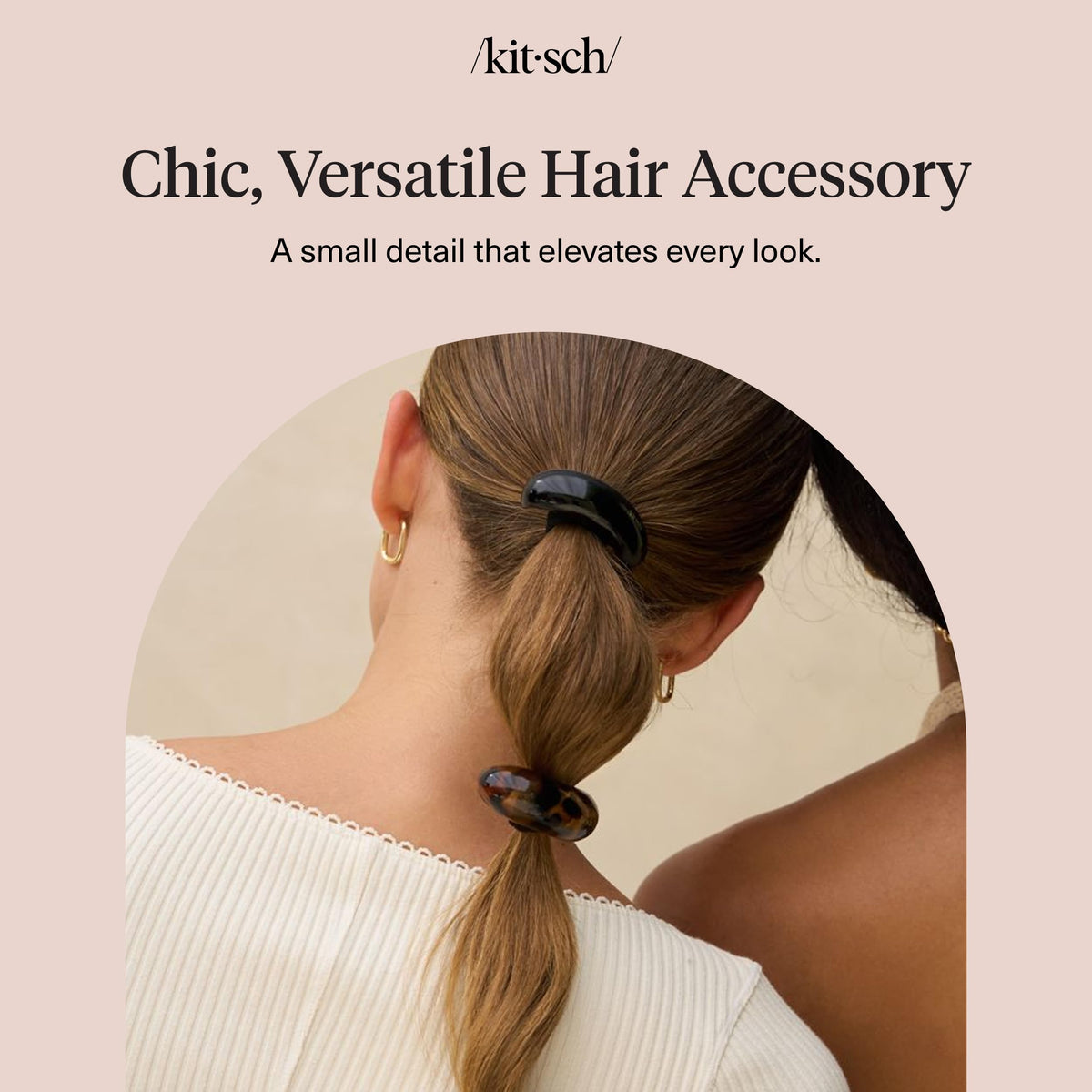 Kitsch Medium Hair Cuffs in black and tortoiseshell on a white background