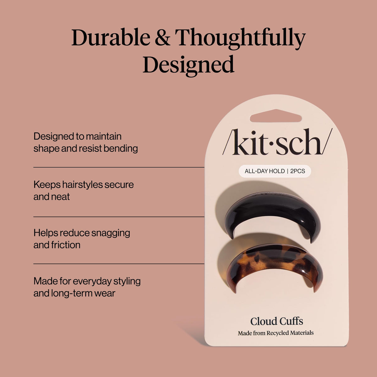 Kitsch Medium Hair Cuffs styled on a ponytail