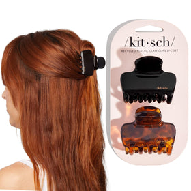 Kitsch Medium Puffy Claw Clip in black front view