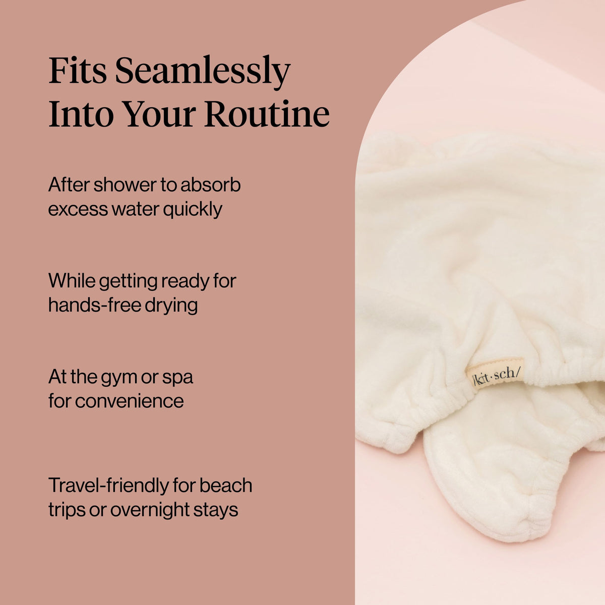 Kitsch Microfiber Hair Towel Wrap compact design for travel