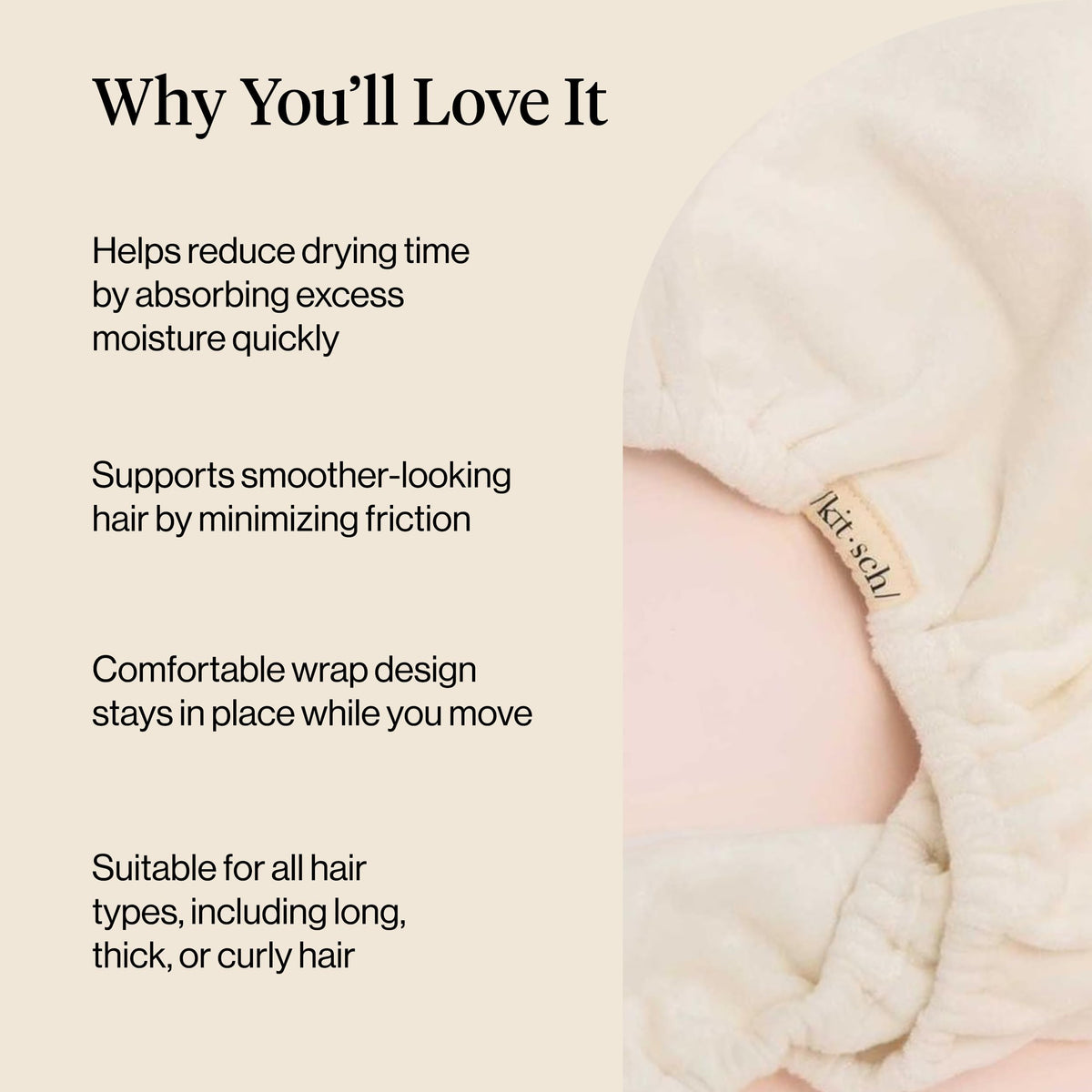 Kitsch Microfiber Hair Towel Wrap displayed with other hair care accessories
