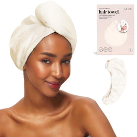 Kitsch Microfiber Hair Towel Wrap front view in White Ivory