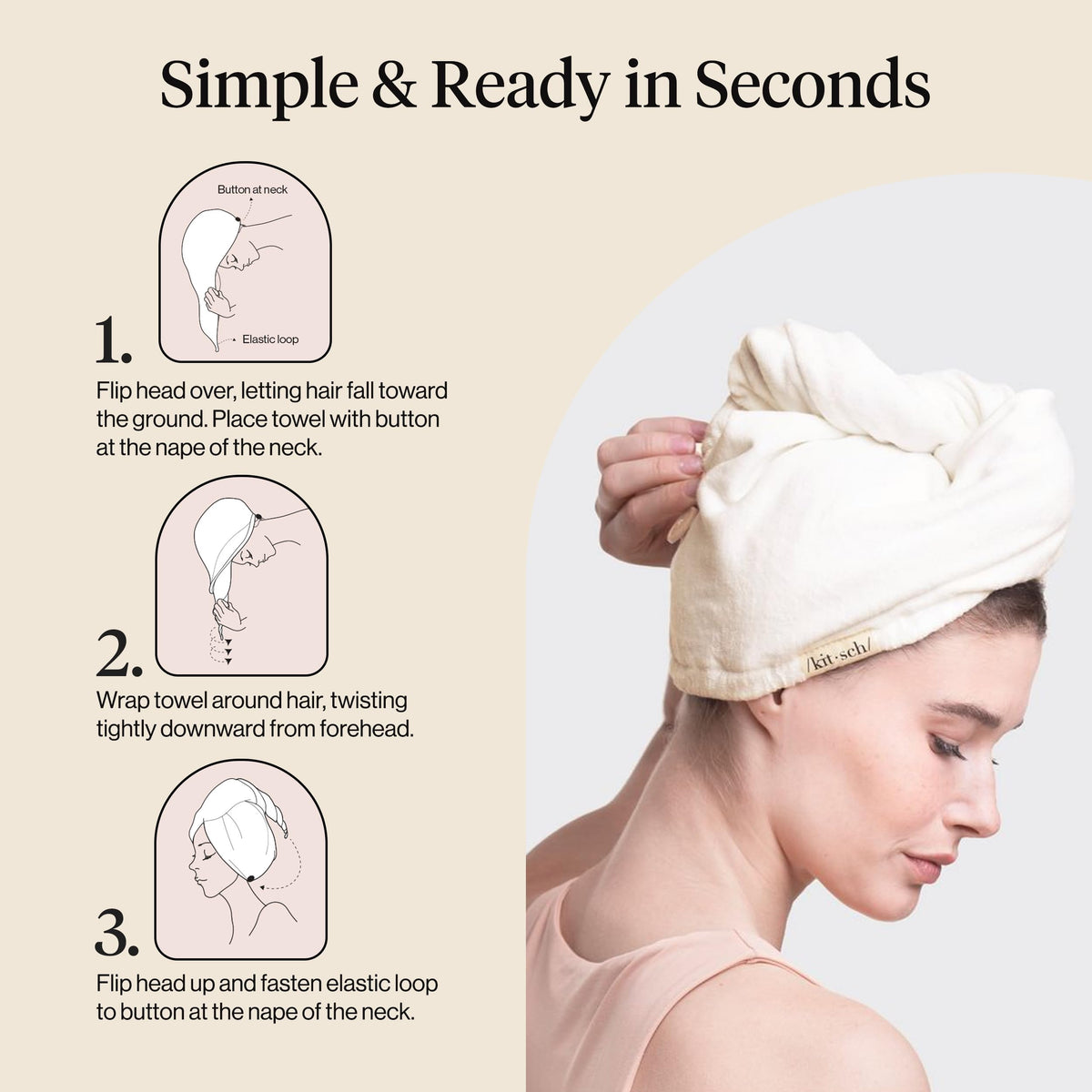 Kitsch Microfiber Hair Towel Wrap in a bathroom setting