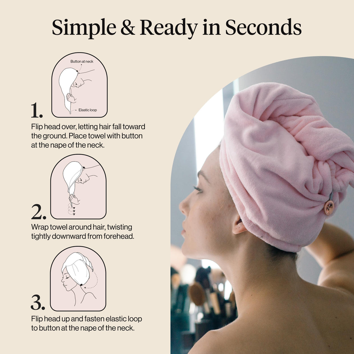 Kitsch Microfiber Hair Towel Wrap in a travel bag