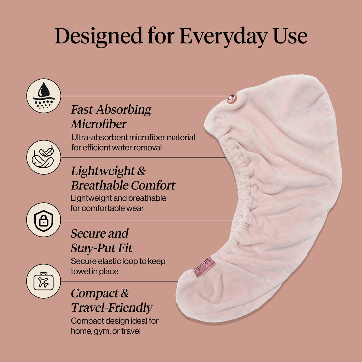 Kitsch Microfiber Hair Towel Wrap in use on wet hair