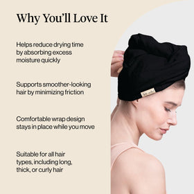 Kitsch Microfiber Hair Towel Wrap laid flat against a bathroom backdrop