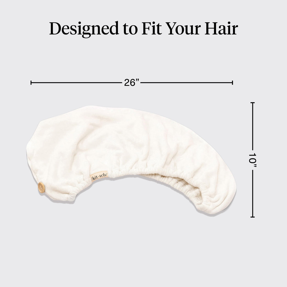 Kitsch Microfiber Hair Towel Wrap secured in place with elastic loop