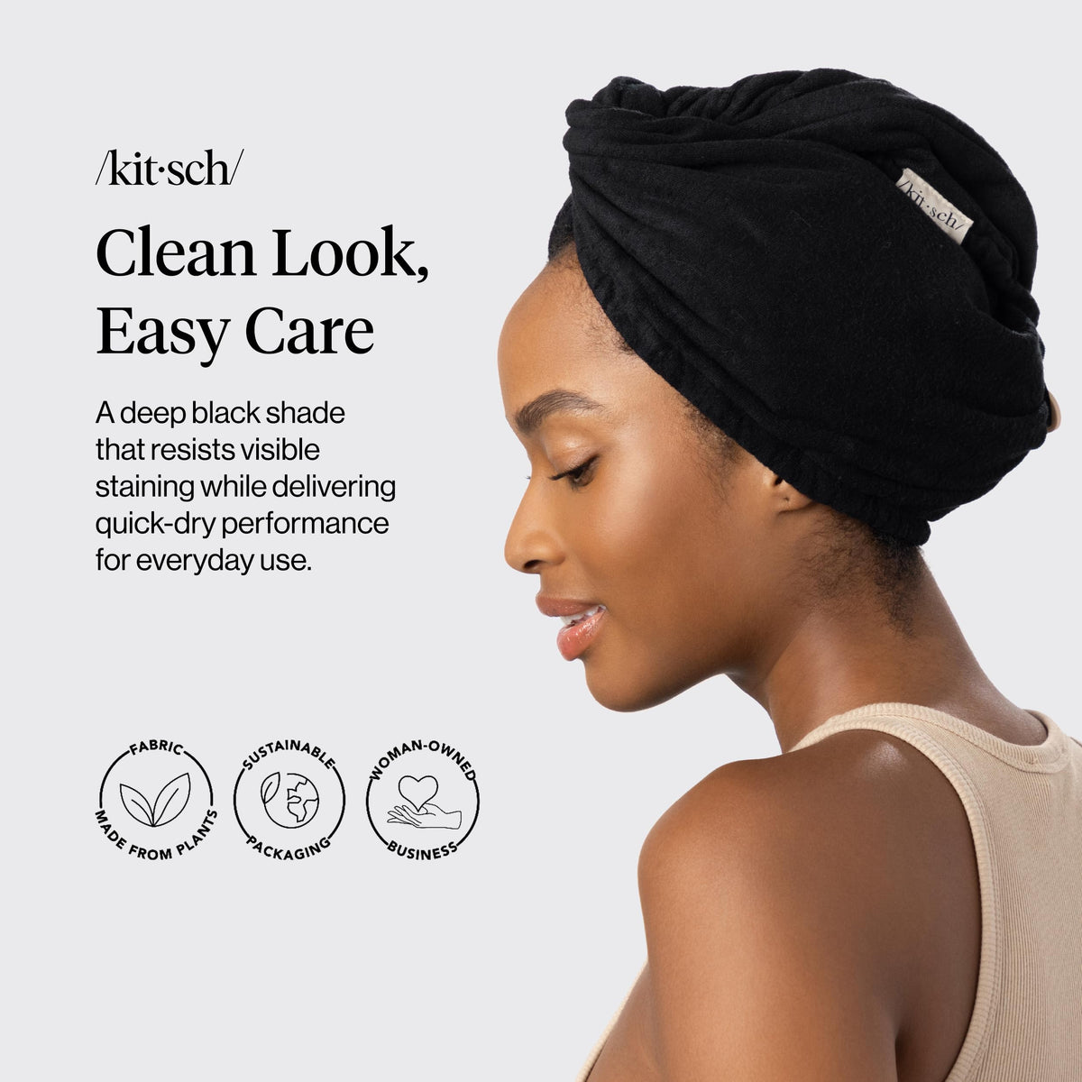 Kitsch Microfiber Hair Towel Wrap showing the elastic loop