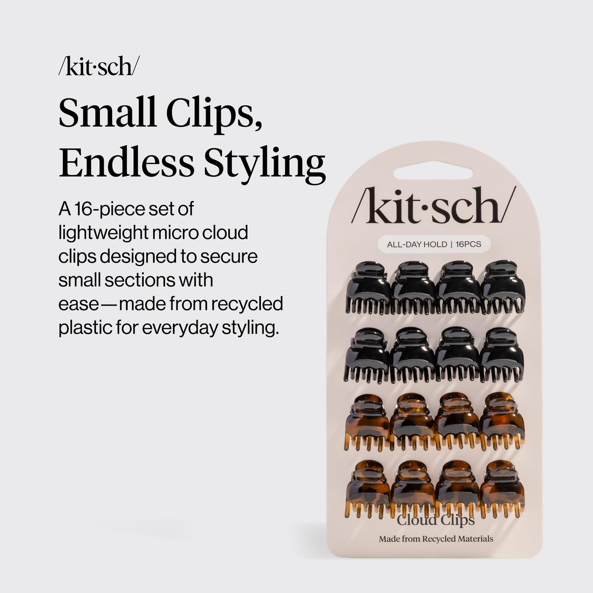 Kitsch Mini Hair Clips assorted colours in packaging