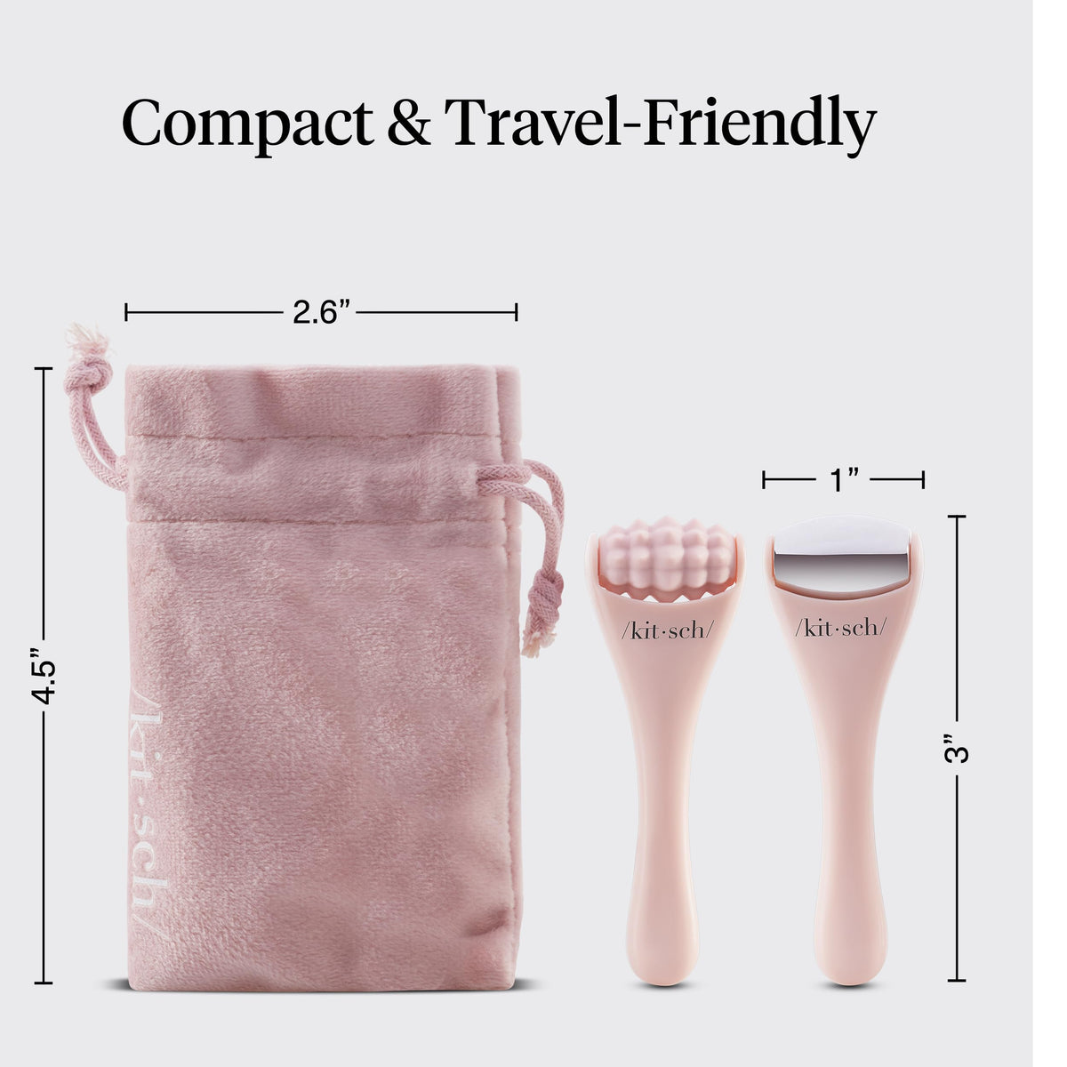 Kitsch Mini Ice Roller Set displayed with a skincare routine
