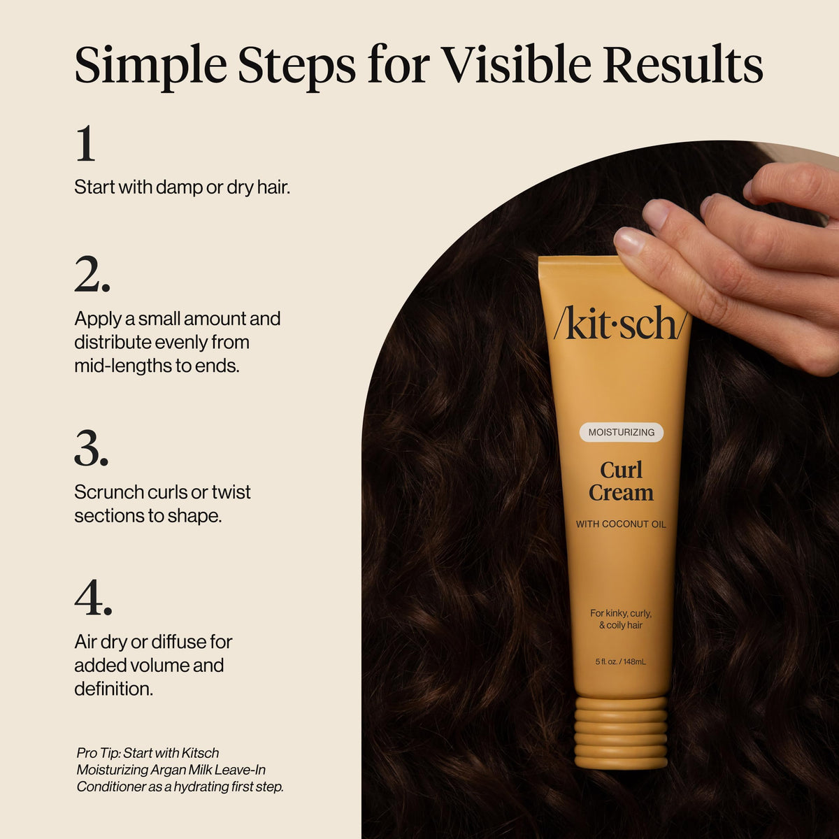 Kitsch Moisturizing Curl Cream 5oz side view