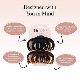 Kitsch Octopus Hair Clip in black holding messy bun