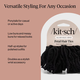 Kitsch Petal Hair Ties black displayed on a table
