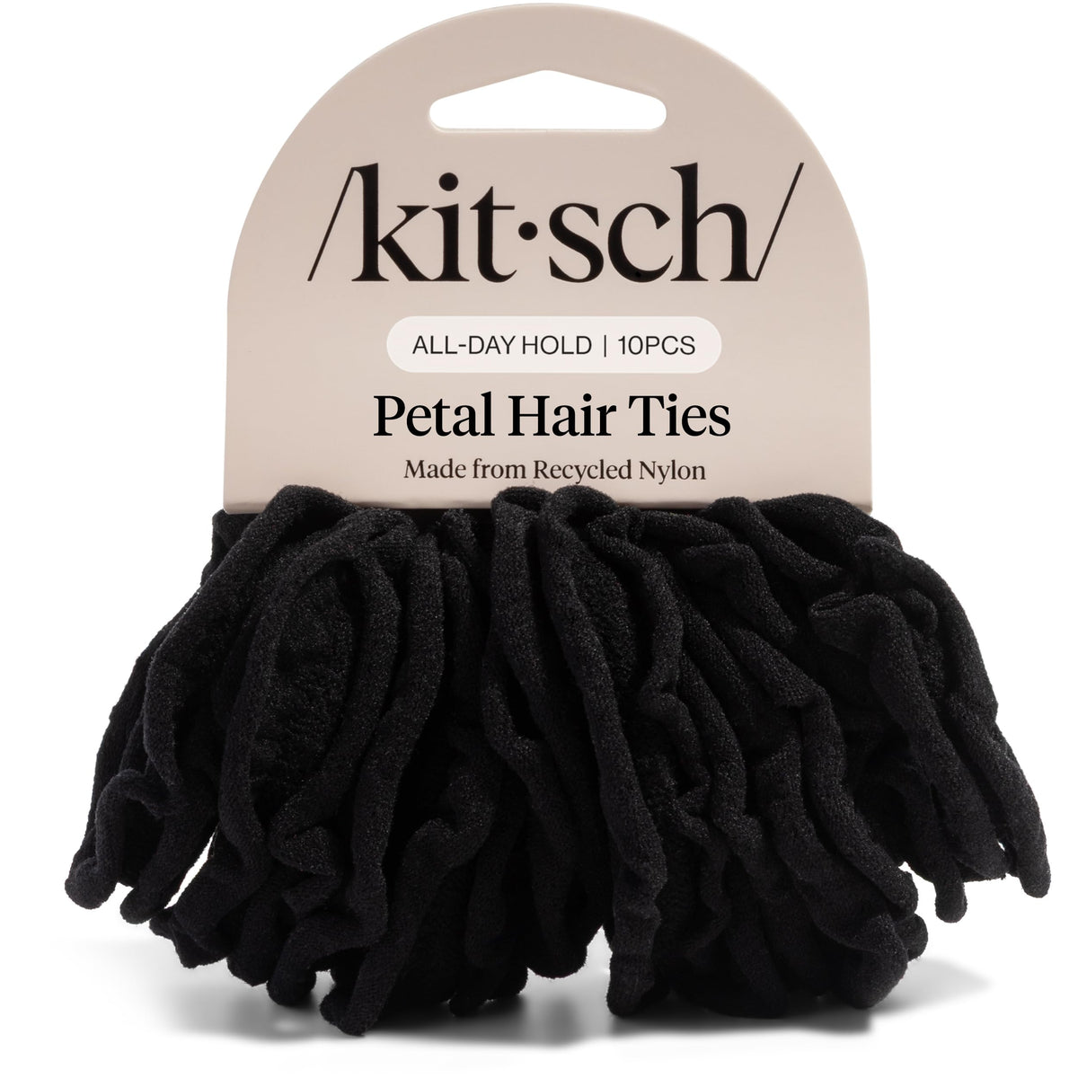 Kitsch Petal Hair Ties black front view with petal shape