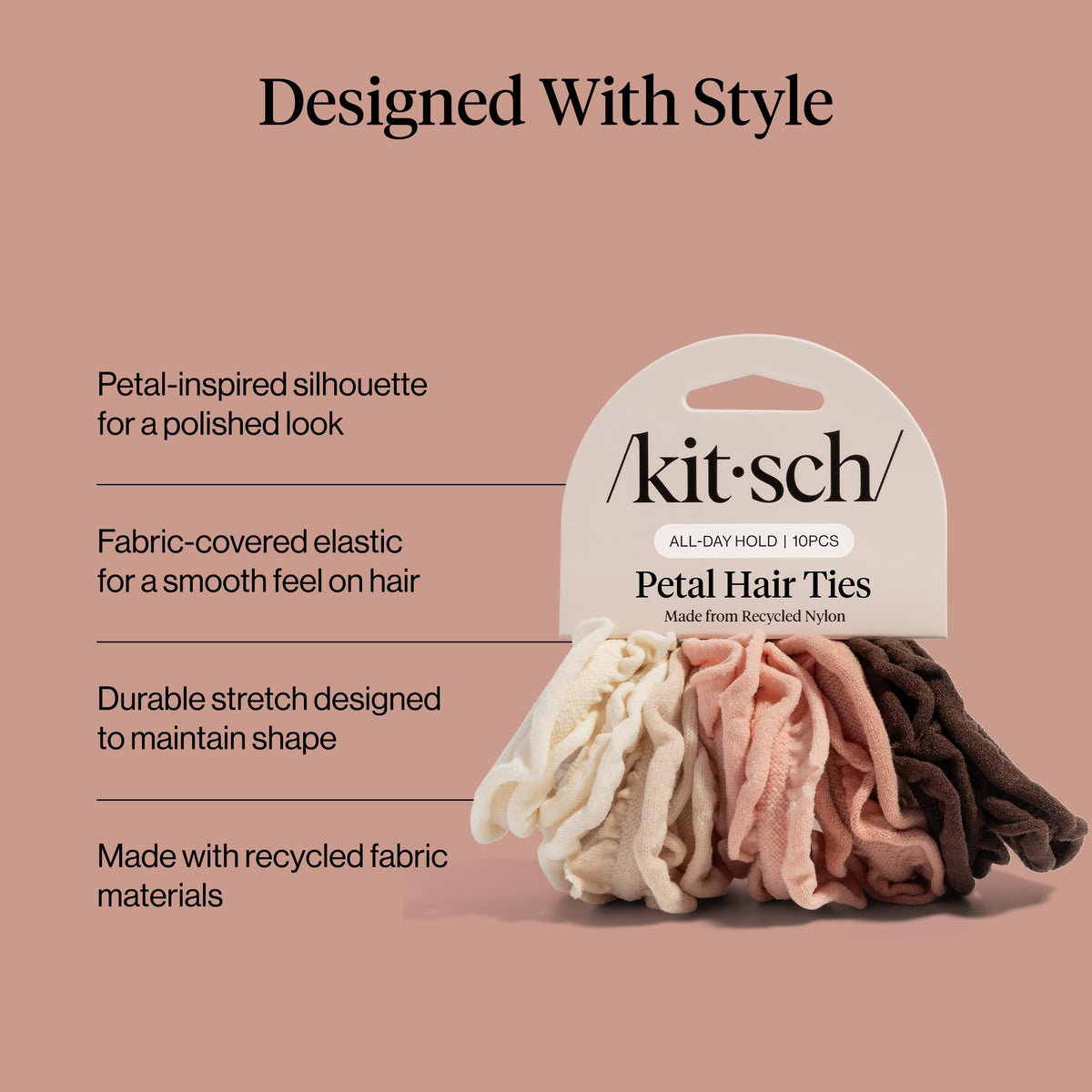 Kitsch Petal Hair Ties Blush on wrist
