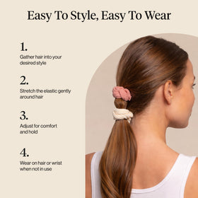 Kitsch Petal Hair Ties Blush with various hair types