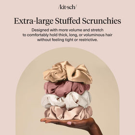 Kitsch Pillow Satin Scrunchies in blush, showcasing soft texture