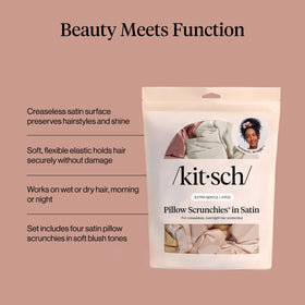 Kitsch Pillow Satin Scrunchies in blush, side view
