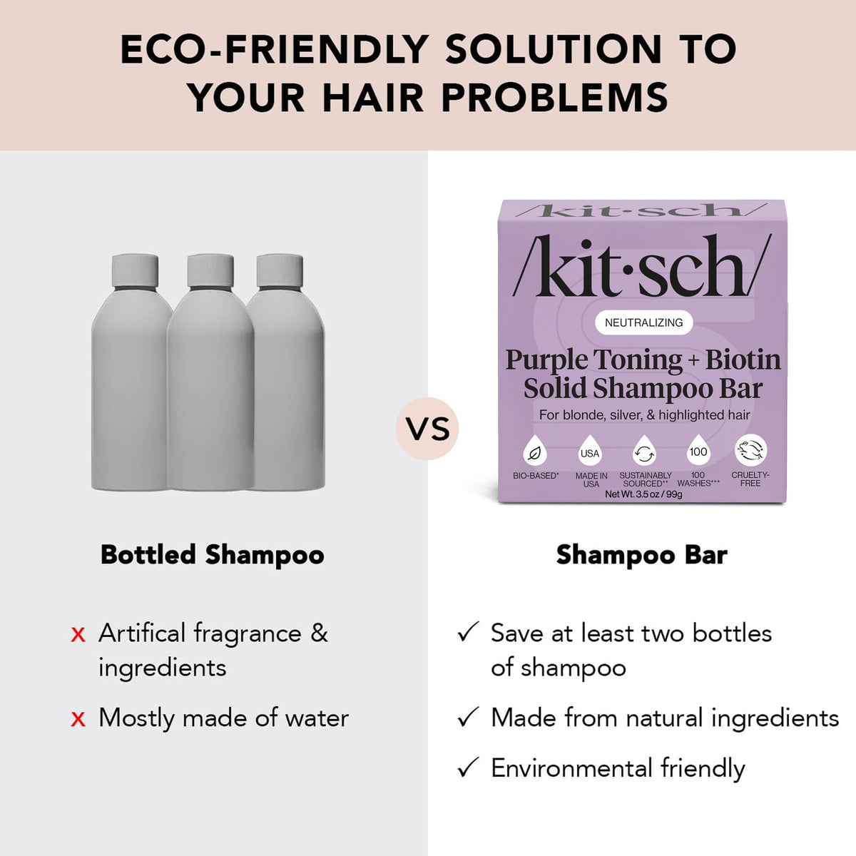 Kitsch Purple Shampoo Bar in use in a shower setting