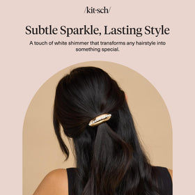 Kitsch Rhinestone Gold Hair Cuff styled in a bun for a polished appearance