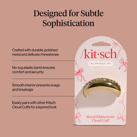 Kitsch Rhinestone Gold Hair Cuff worn in a ponytail for a chic look