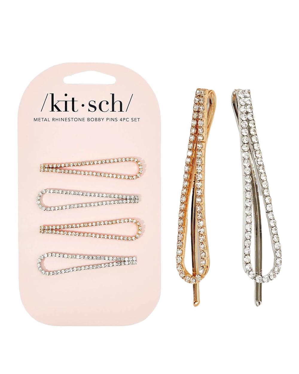 Kitsch rhinestone hair accessories on a model's hair