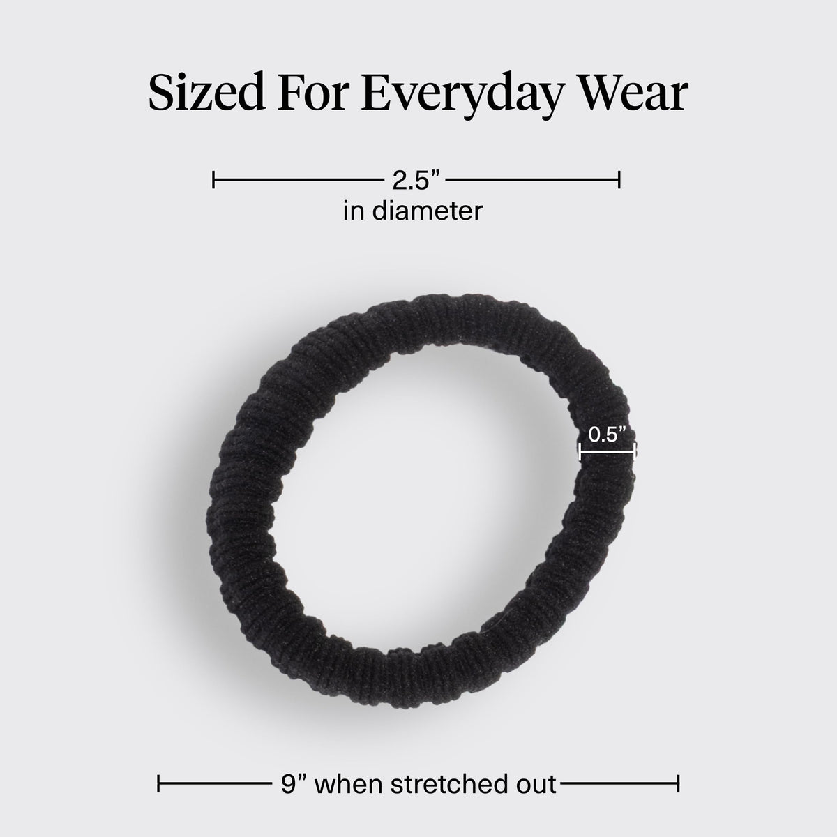 Kitsch Ribbed Hair Ties black in use with ponytail