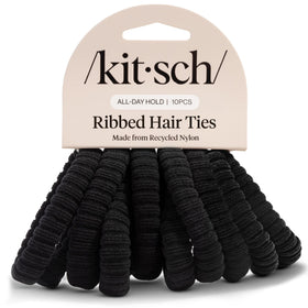 Kitsch Ribbed Hair Ties black pack front view