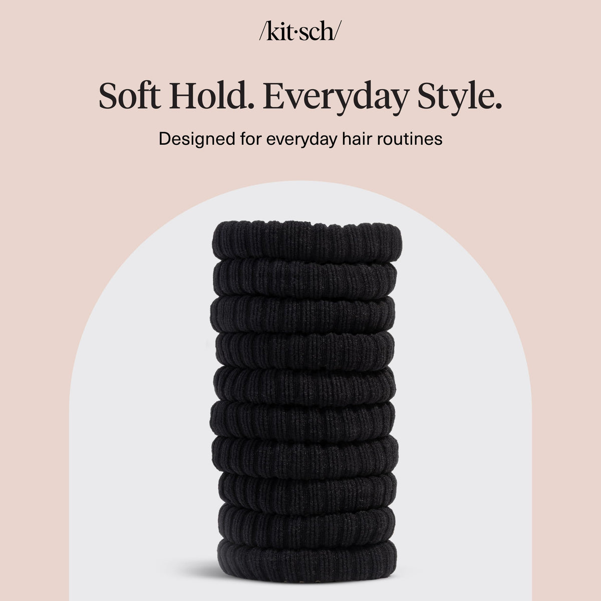 Kitsch Ribbed Hair Ties black with packaging details